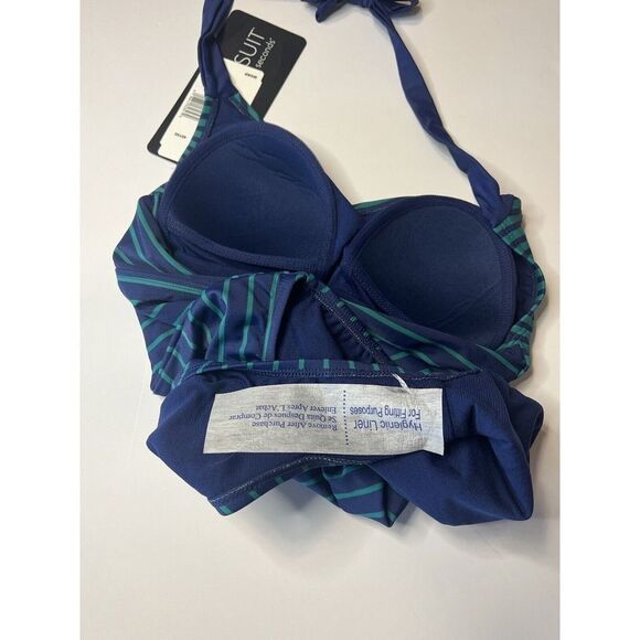 Miraclesuit NWT Size S Padded One Piece Blue Green Stripe Halter Top Slimming - Picture 8 of 8